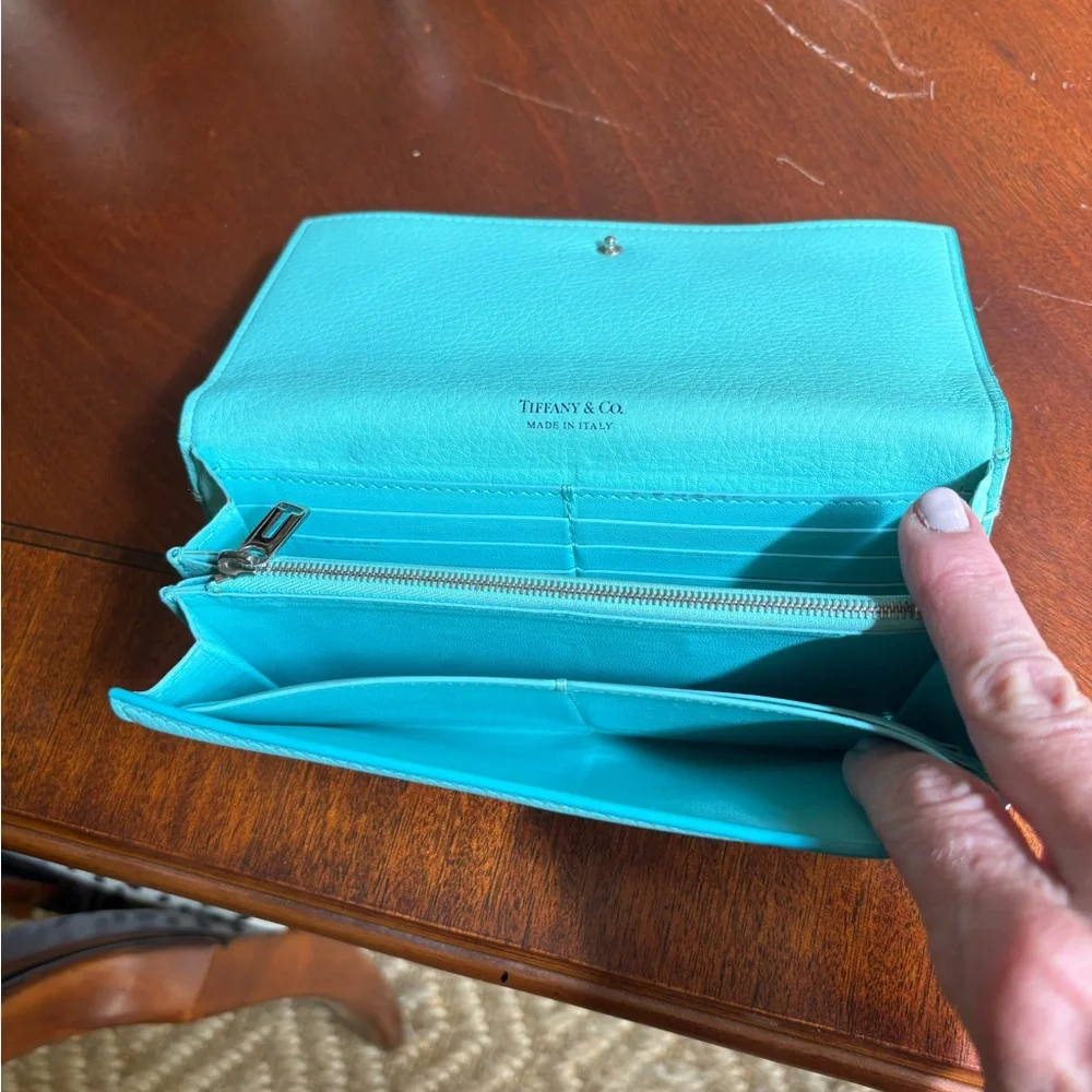 Tiffany & Co. Signature Blue Leather Continental Wallet - Picture 1 of 5